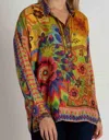 Johnny Was Slim Audrey With Trim Button Down In Tiedye In Multi