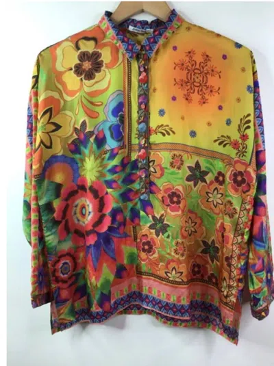 Johnny Was Slim Audrey With Trim Button In Multi In Yellow
