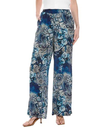 Johnny Was Smocked Waist Silk Pant In Blue