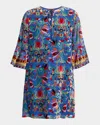 Johnny Was Sofiya Floral Burnout Mini Shift Dress In Multi