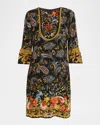 Johnny Was Sofiya Printed Silk Tunic Dress In Multi