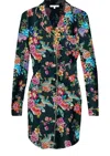 Johnny Was Sognatore Neros Long Sleeve Sleep Shirt In Black Multi In Black