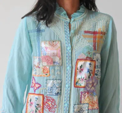 Johnny Was Somalia Shirt In Marine Blue In Multi