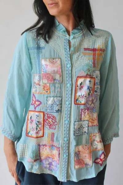 Johnny Was Somalia Shirt In Marine Blue