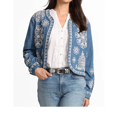 Johnny Was Soutache Bolero Jacket In Denim Indigo In Blue