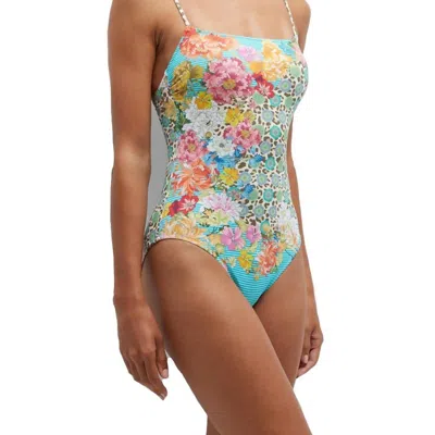 Johnny Was Women's Spaghetti Strap One Piece Swimsuit In Multi In Blue