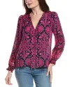 Johnny Was Steffie Silk-blend Blouse In Pink