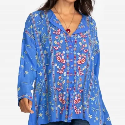 Johnny Was Stripe Garden Blouse In Ultramarine In Blue