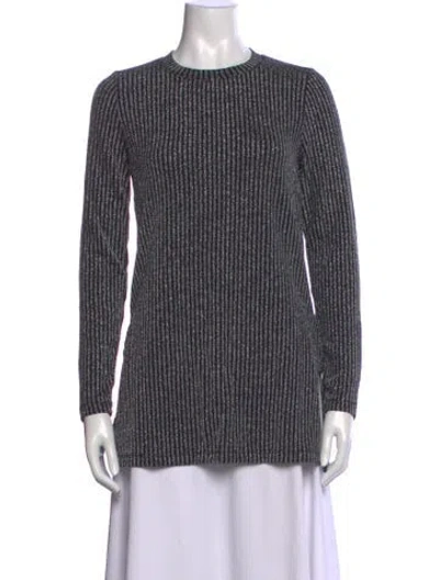 Pre-owned Johnny Was Striped Crew Neck Top W/ Tags In Black