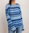 Johnny Was Striped Crochet Sweater In Midnight Blue In Blue