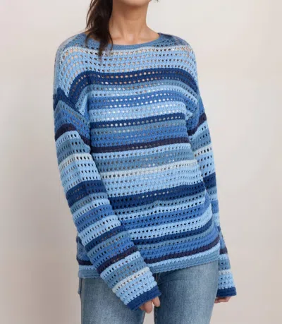Johnny Was Striped Crochet Sweater In Midnight Blue