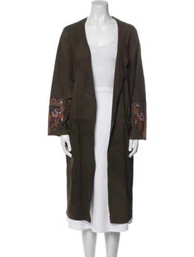 Pre-owned Johnny Was Suede Coat In Green