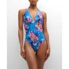 Johnny Was Summer Days Halter One-piece Swimsuit In Multi
