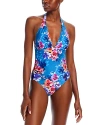 JOHNNY WAS SUMMER DAYS HALTER ONE PIECE SWIMSUIT