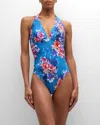 Johnny Was Summer Days Halter One-piece Swimsuit In Multi