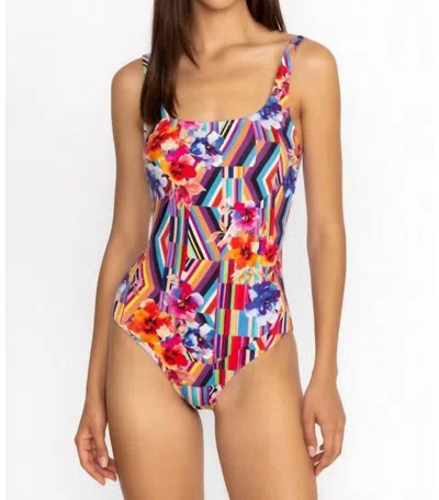 Johnny Was Summer Stripes Tank Suit One Piece In Multi
