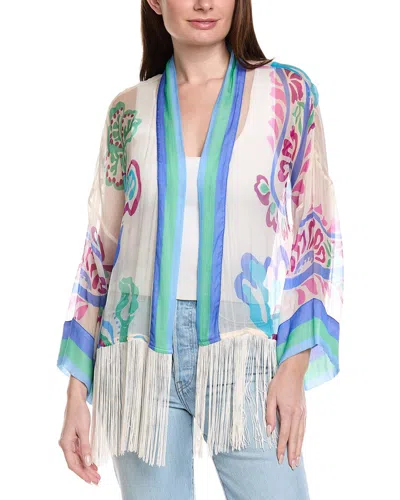 Johnny Was Sunset Silk Fringe Kimono In White