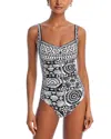 Johnny Was Sweetheart Ruched One Piece Swimsuit In Black