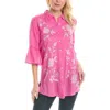 Johnny Was Sylvie Ruffle Sleeve Tunic Top In Ibis Rose In Pink