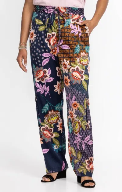 Pre-owned Johnny Was Sz M Delfino Kelly Pants Silk Pull On Boho Chic Pockets $295 In Multicolor
