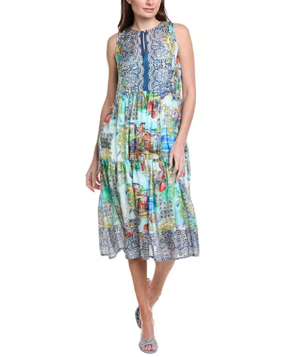 Johnny Was Tabitha Tiered Silk Midi Dress In Multi