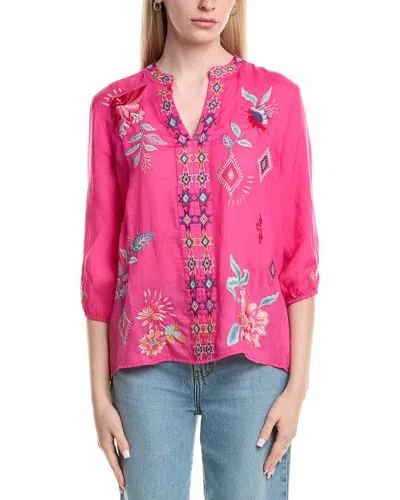 Johnny Was Talulla Paris Effortless Blouse In Fuschia Fedora In Multi
