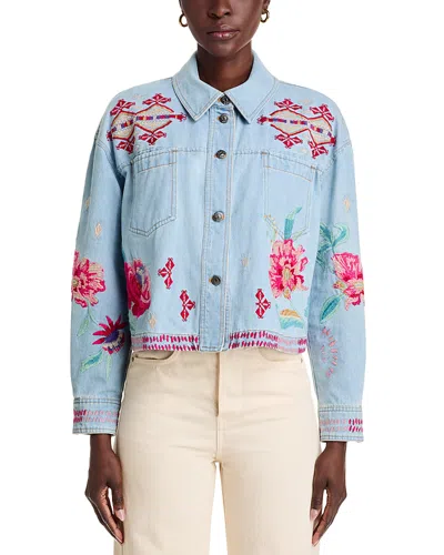 Johnny Was Talulla Cropped Denim Jacket In Denim Blue