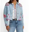 Johnny Was Talulla Cropped Denim Jacket In Denim Blue