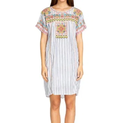 Johnny Was Tamia Peasant Tunic Dress In Stripe In White