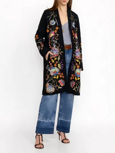 Johnny Was Taria Applique Cardigan In Black