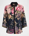 Johnny Was Textured Floral-print Shirt In Black