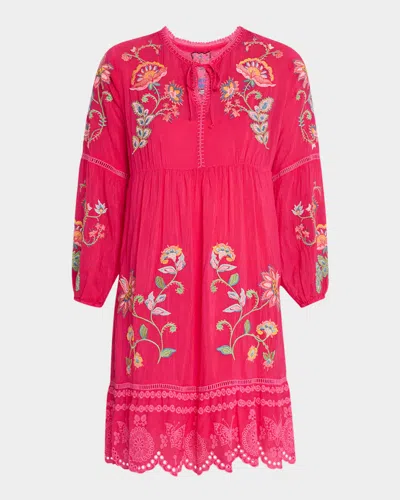 Johnny Was Teyros Scalloped Floral-embroidered Mini Dress
