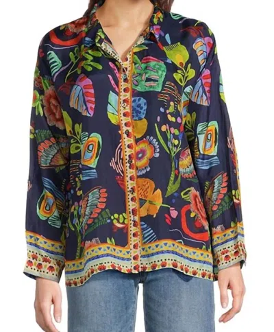 Johnny Was The Audrey Farout Button Down Shirt In Multi In Blue