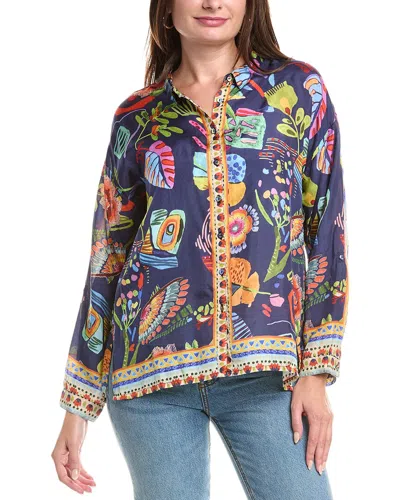 JOHNNY WAS JOHNNY WAS THE AUDREY OVERSIZED SHIRRED BACK SILK SHIRT