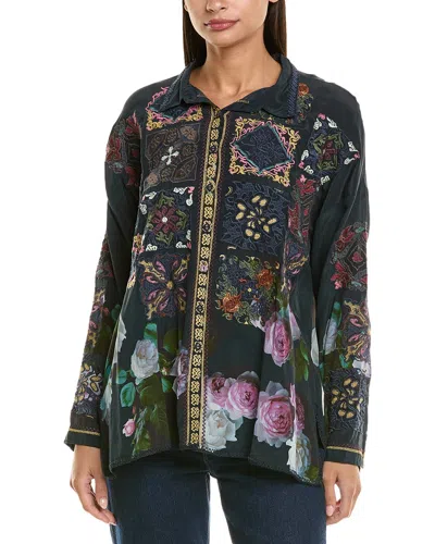 Johnny Was The Audrey Oversized Silk Blouse In Black
