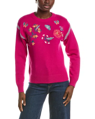 Johnny Was The Crewneck Whipstitch Wool & Cashmere-blend Pullover In Pink