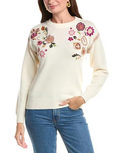 Johnny Was The Whipstitch V-neck Cashmere Pullover In Neutral