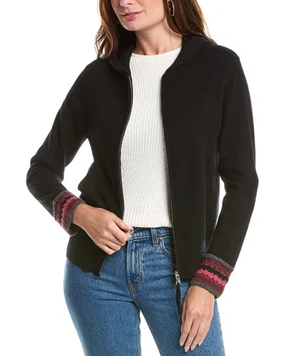 Johnny Was The Crochet Cuff Cashmere Hoodie In Black