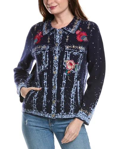 Johnny Was The Denim Wool Sweater Jacket In Multi