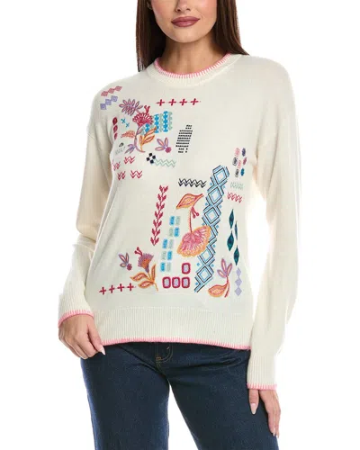 Johnny Was The Drop-shoulder Wool & Cashmere-blend Pullover In White