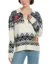 Johnny Was The Fairisle Polo Wool & Cashmere-blend Sweater In White