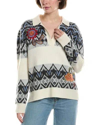 Johnny Was The Fairisle Polo Wool & Cashmere-blend Sweater In White
