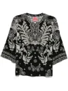 Johnny Was Janie Favorite Bell Sleeve Top In Farfalla Joan In Black