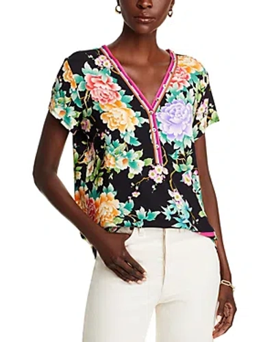 Johnny Was The Janie Button Neck Tee In White