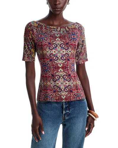 Johnny Was The Janie Favorite Boatneck Fitted Tee In Brown