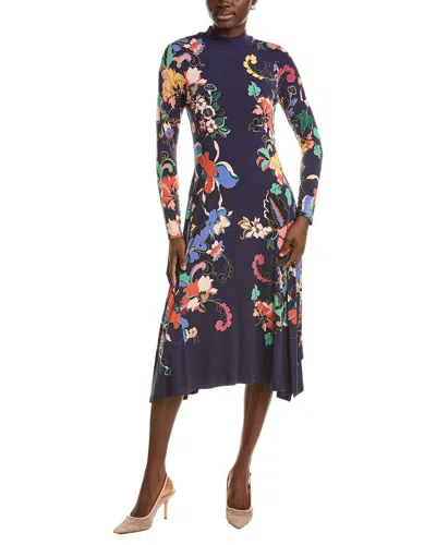 Johnny Was The Janie Favorite Handkerchief Hem Mock Neck Dress In Blue