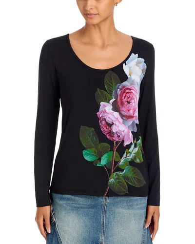 Johnny Was The Janie Favorite Long Sleeve Scoop Neck Tee In Black
