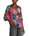 Johnny Was The Janie Favorite Polo Collar Top In Emberwing Scarf Print