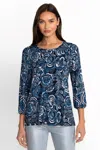 Johnny Was The Janie Favorite Puff Sleeve Knit Tee In Feathery Flowery