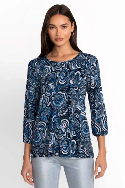 Johnny Was The Janie Favorite Puff Sleeve Knit Tee In Feathery Flowery